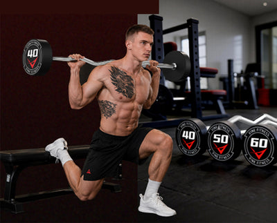 Rubber Coated Fixed Barbell EZ Curl