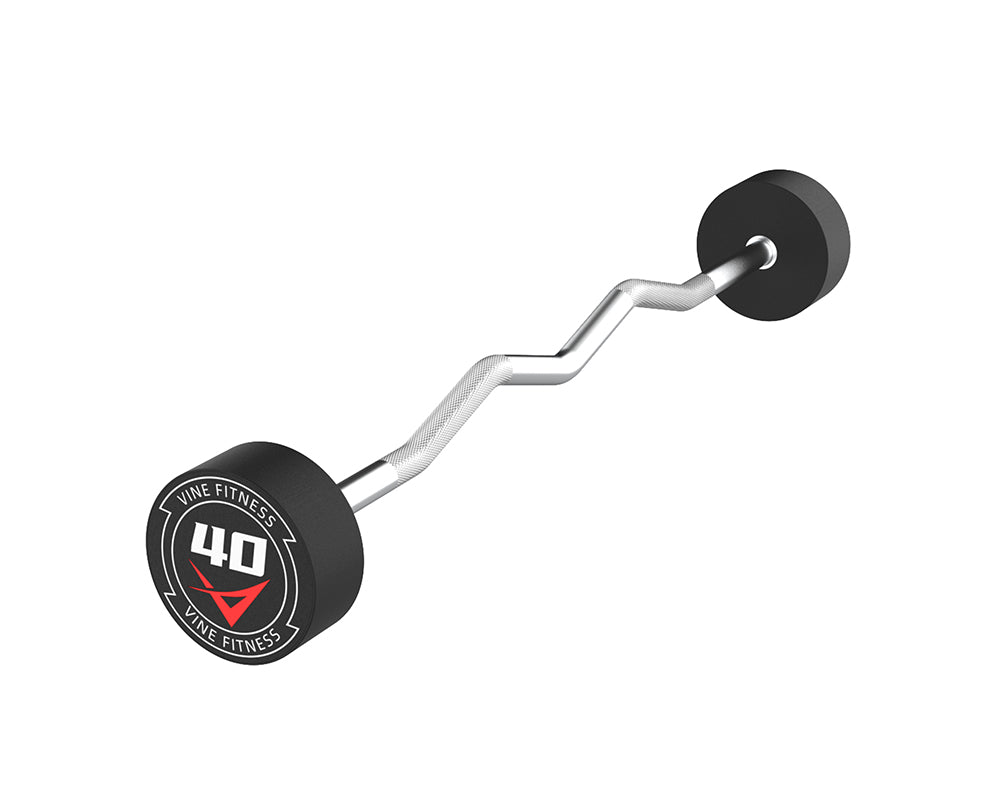Rubber Coated Fixed Barbell EZ Curl