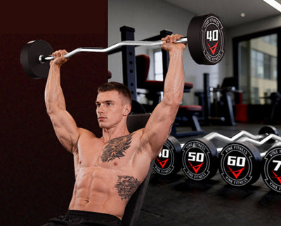 Rubber Coated Fixed Barbell EZ Curl